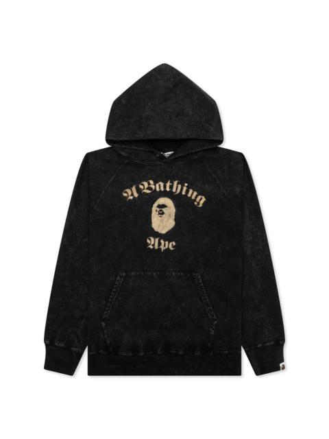 A BATHING APE® OVER DYE PULLOVER RELAXED FIT HOODIE - BLACK