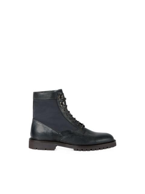 Brunello Cucinelli aged calfskin and waxed nylon boots