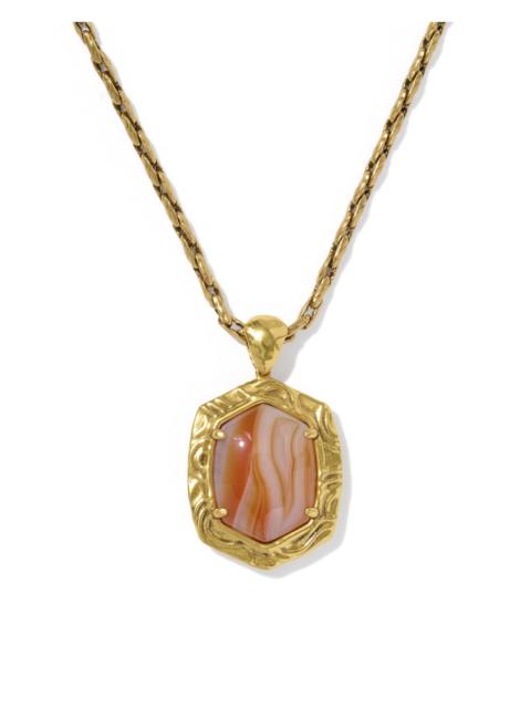 KENDRA SCOTT Tiger Striped Daphne Vintage Gold Small Long Pendant Necklace