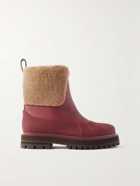 Regent cashmere and silk-blend fleece and leather ankle boots