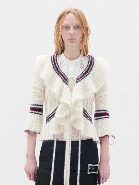Ann Demeulemeester Udna Cable Knit Ladder Stich Cardigan With Ruffles