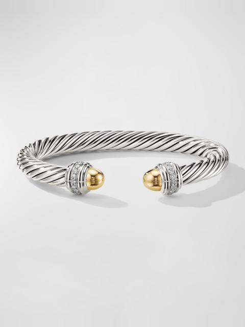 DAVID YURMAN 7mm Cable Bracelet with Diamonds and 14K Gold