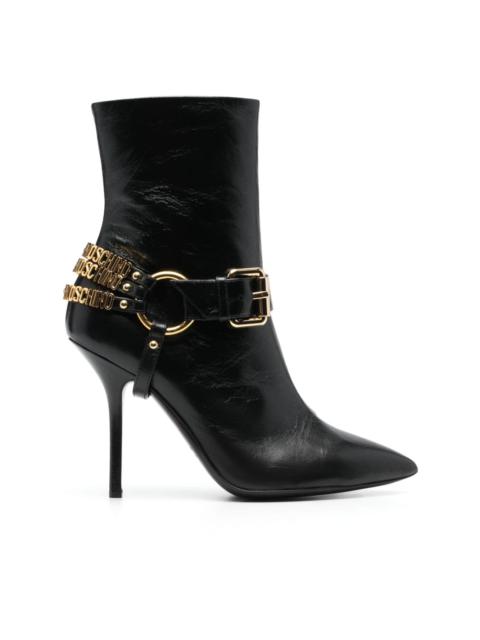 Moschino 100mm logo-lettering leather boots