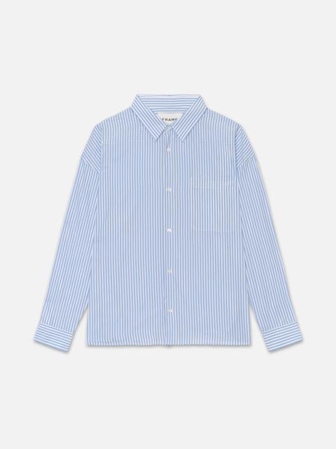 FRAME Relaxed Blue Striped Shirt in Blue Stripe