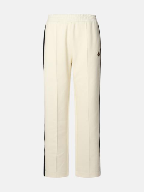 Moncler IVORY COTTON BLEND TROUSERS