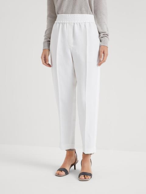 Viscose and linen fluid twill baggy pull-on trousers