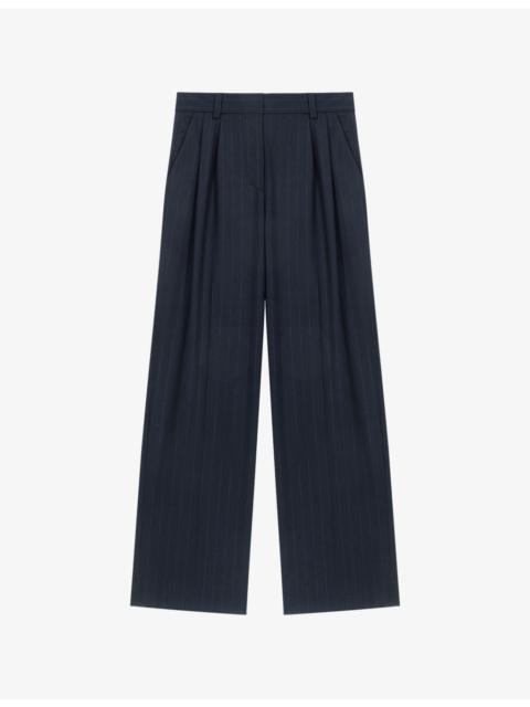 maje Pinstriped Wide-Leg Wool-Blend Trousers