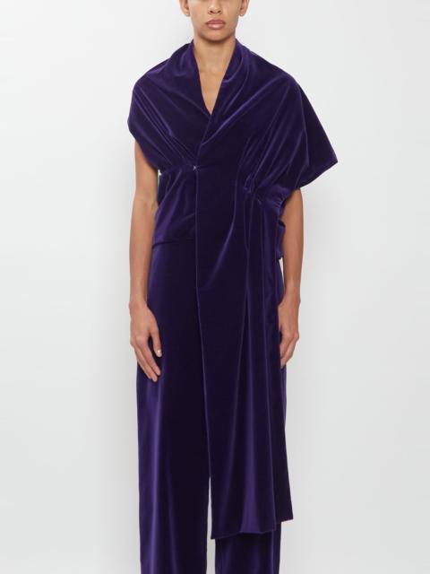 COLLEEN ALLEN Cotton Velvet Draped Velvet Wrap Top