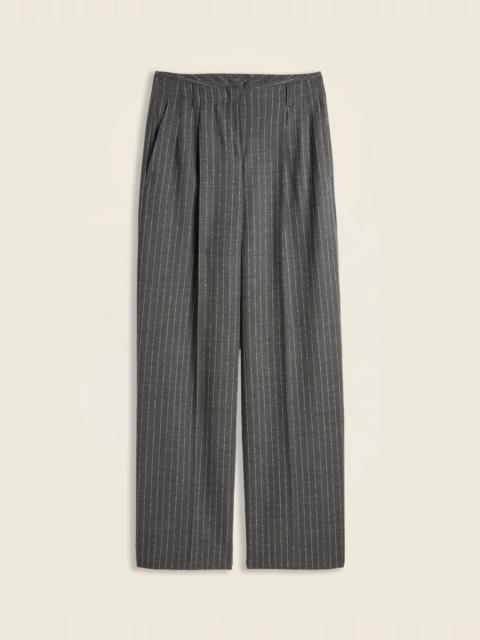 SLOWEAR Wide-fit trousers in pinstriped wool flannel