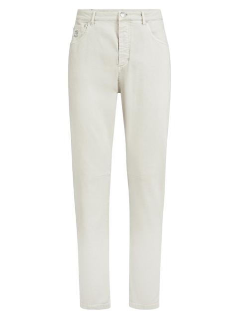 Brunello Cucinelli Men's Garment Dyed Five Pocket Jeans in Comfort Denim - Panama