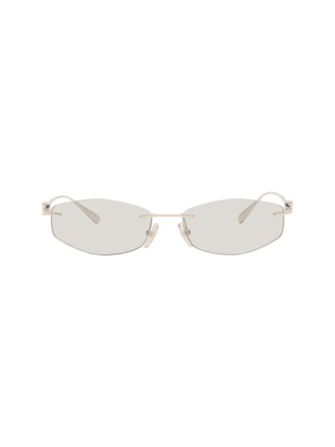 BALENCIAGA Silver Nano D-Frame Sunglasses