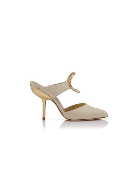 Light Cream and Gold Nappa Leather Mules