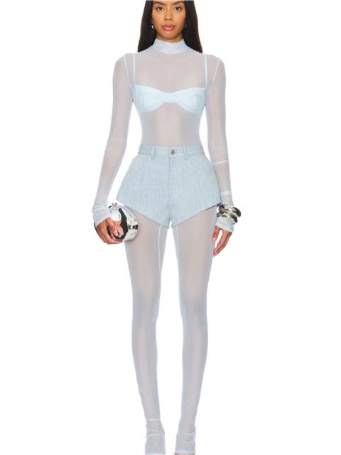 LAPOINTE Mesh Mock Neck Catsuit