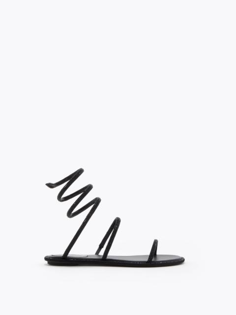RENE CAOVILLA CLEO BLACK FLAT SANDAL 10