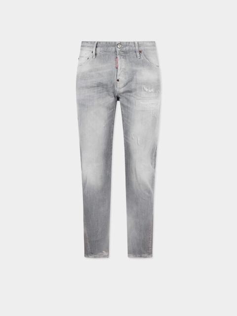 DSQUARED2 BRUSHED GREY WASH SLIM TWIST JEANS