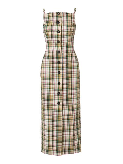 CAROLINA HERRERA Check Plaid Tailoring Midi Pencil Dress plaid