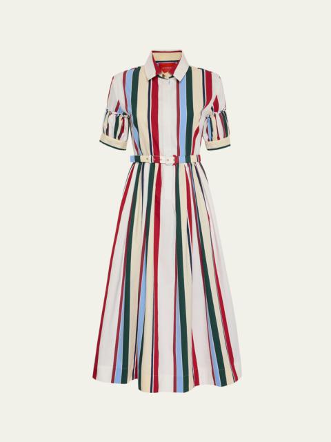 La DoubleJ Striped Belted Midi Dress