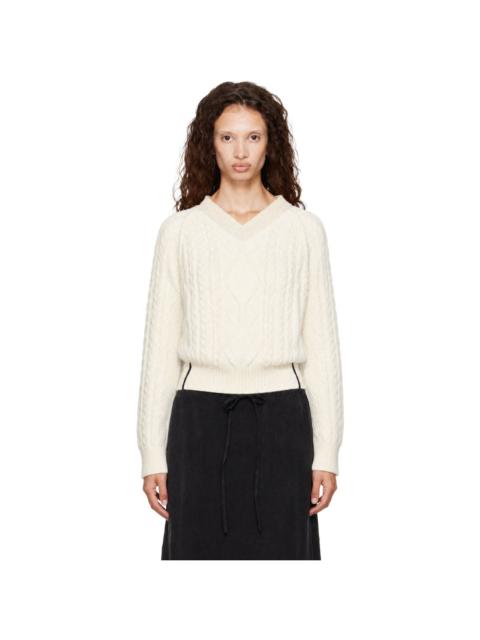 Victoria Beckham Off-White V-Neck Sweater