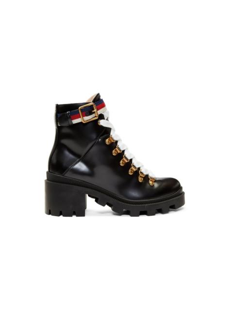 GUCCI Black Leather Sylvie Boots