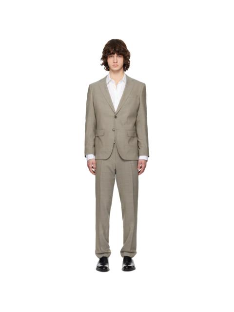 BOSS Beige Micro-Patterned Slim-Fit Suit