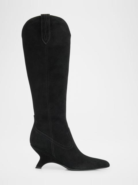 SIMKHAI Shadow Suede Western Knee Boots