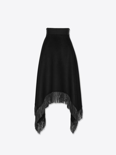 SAINT LAURENT fringed handkerchief skirt in wool cashmere