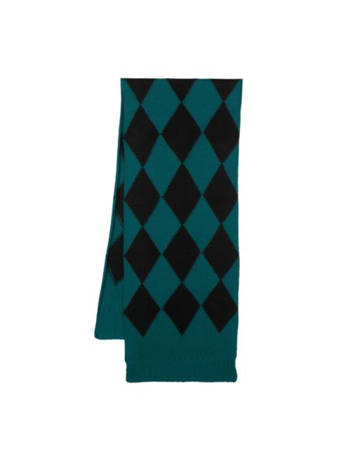 argyle-pattern knitted scarf