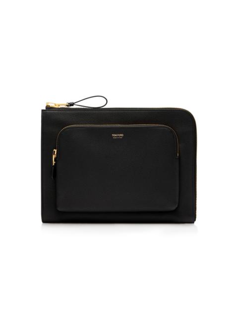 TOM FORD GRAIN LEATHER DOUBLE ZIP PORTFOLIO