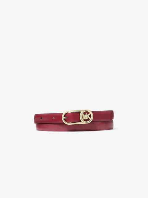 MICHAEL KORS Logo Buckle Leather Belt