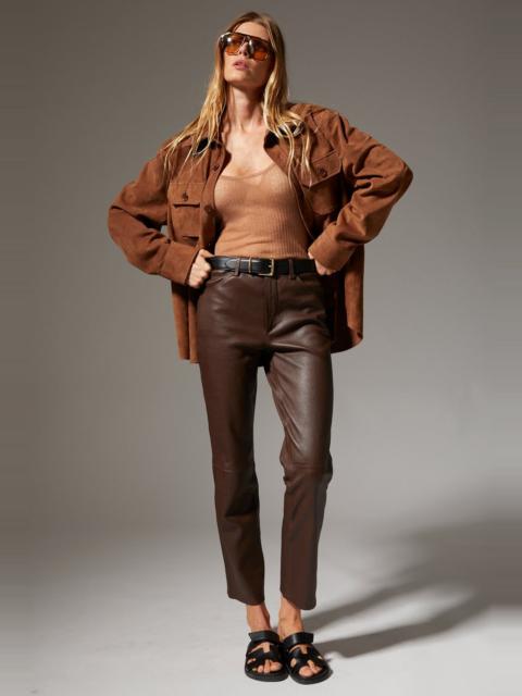 SPRWMN MILK CHOCOLATE LEATHER 5 POCKET ANKLE SLIM STRAIGHT