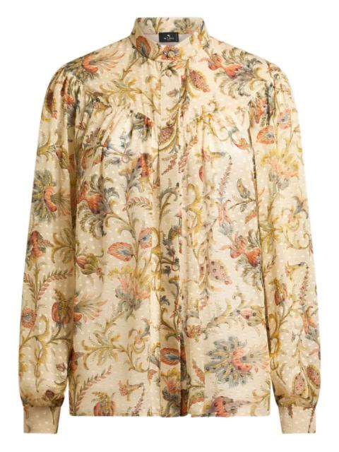 Etro dotted-effect floral top