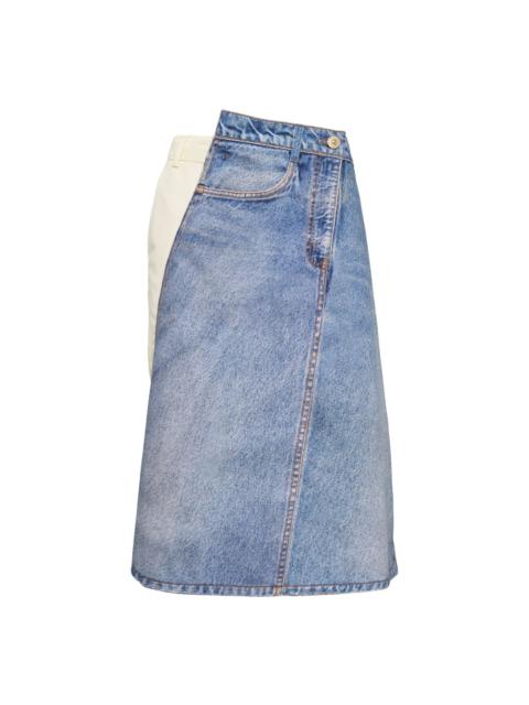 pushBUTTON Blue Denim Print Wrap Panel Skirt
