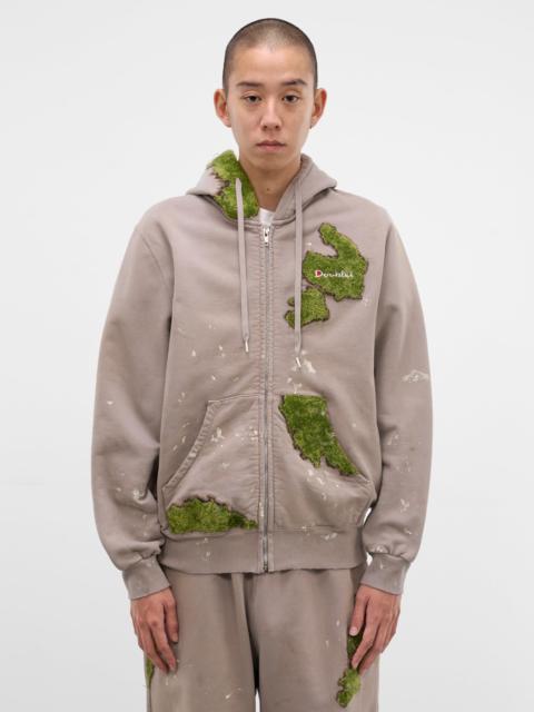doublet Gray Grass Embroidery Zip Hoodie