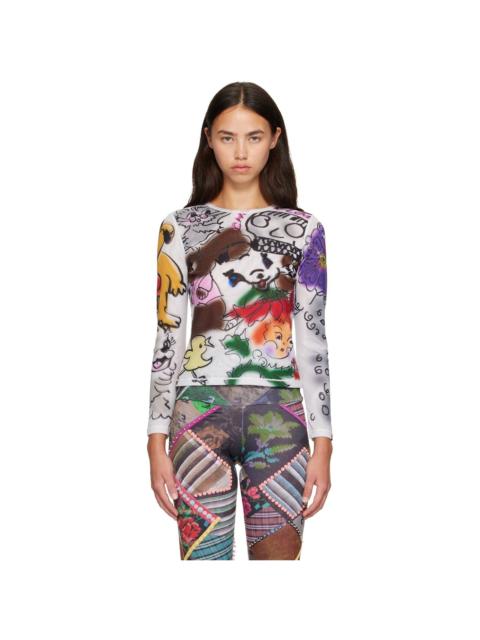Chopova Lowena White Spray It Fitted Mesh Top
