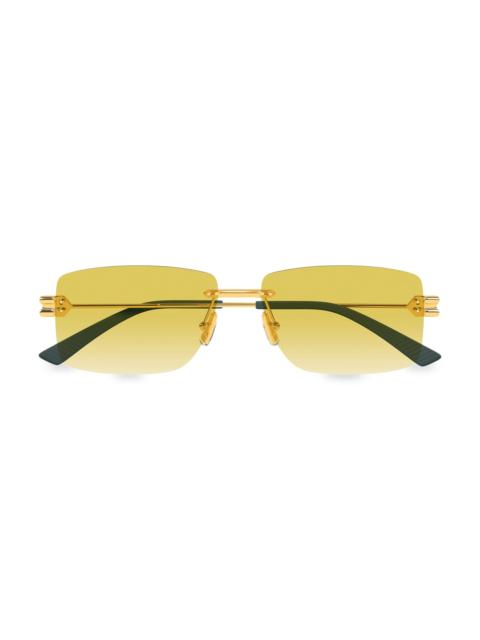 Bottega Veneta Men's Lock 58MM Rectangular Sunglasses - Gold