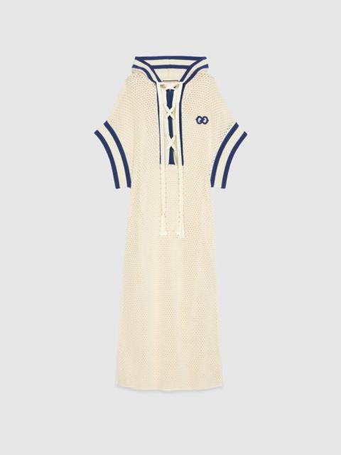 GUCCI Fine net cotton hooded dress