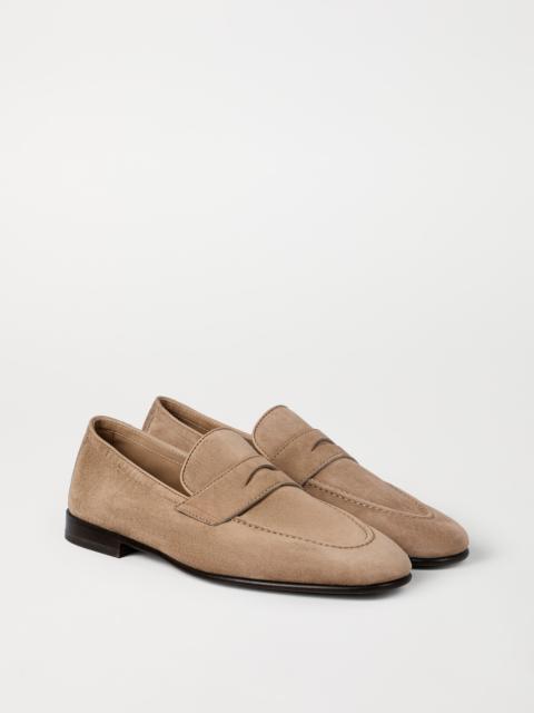 Suede soft penny loafers