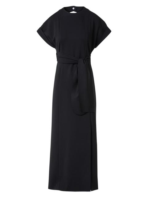 AKRIS Women's XL Dot Cutout Short-Sleeve Belted Midi-Dress - Black