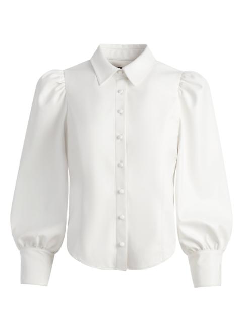 Alice + Olivia NADINE VEGAN LEATHER BUTTON DOWN
