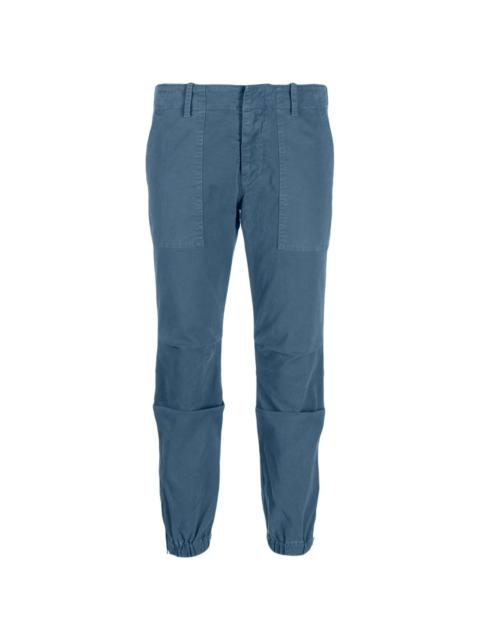 concealed-fastening cotton tapered trousers