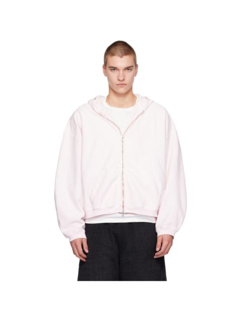 Alexander Wang Pink Logo Print Oversized Zip-Up Hoodie