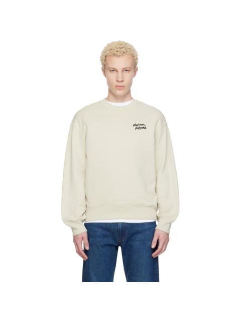 Maison Kitsuné Beige 'Maison Kitsuné' Handwriting Comfort Sweatshirt