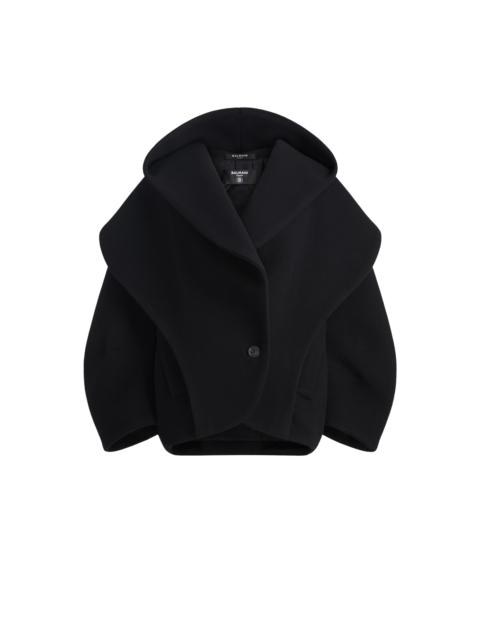 Balmain Oversized wool pea coat with hood