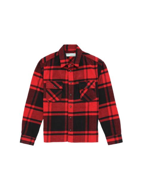 Off-White OFF-WHITE Logo Print Checkered Flannel Overshirt Red/Black