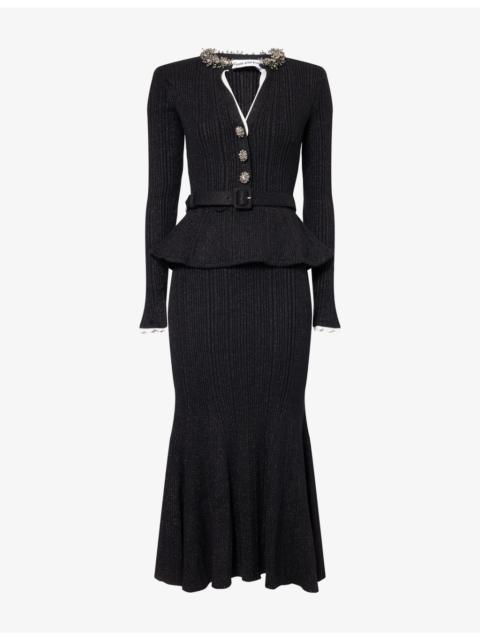 self-portrait Peplum Lurex Knitted Maxi Dress