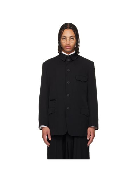 Yohji Yamamoto Black Wool Gabardine Army Blazer