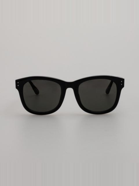 LINDA FARROW EDSON D-FRAME SUNGLASSES IN BLACK AND NICKEL