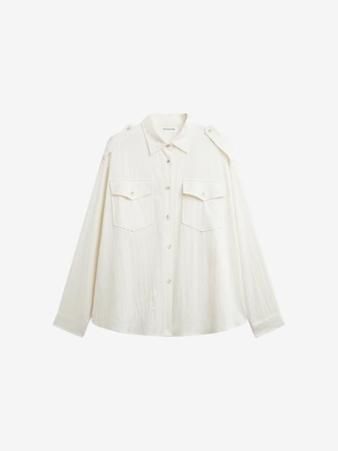 The Frankie Shop Trevi Textured Cargo Shirt - Cream
