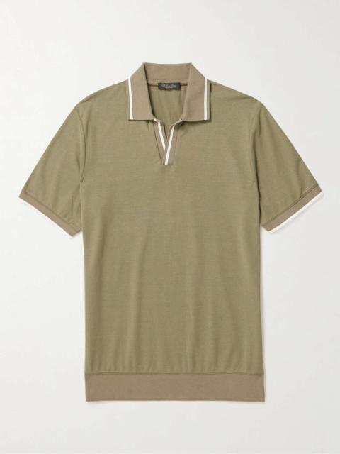 Open-Collar Cotton Polo Shirt