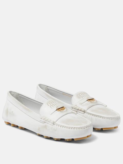 Miu Miu Distressed suede penny loafers